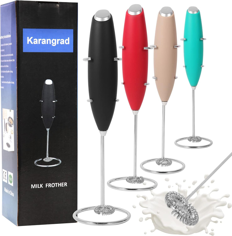 Handheld Milk Frother with Stand,Uses Batteries, Mini Electr