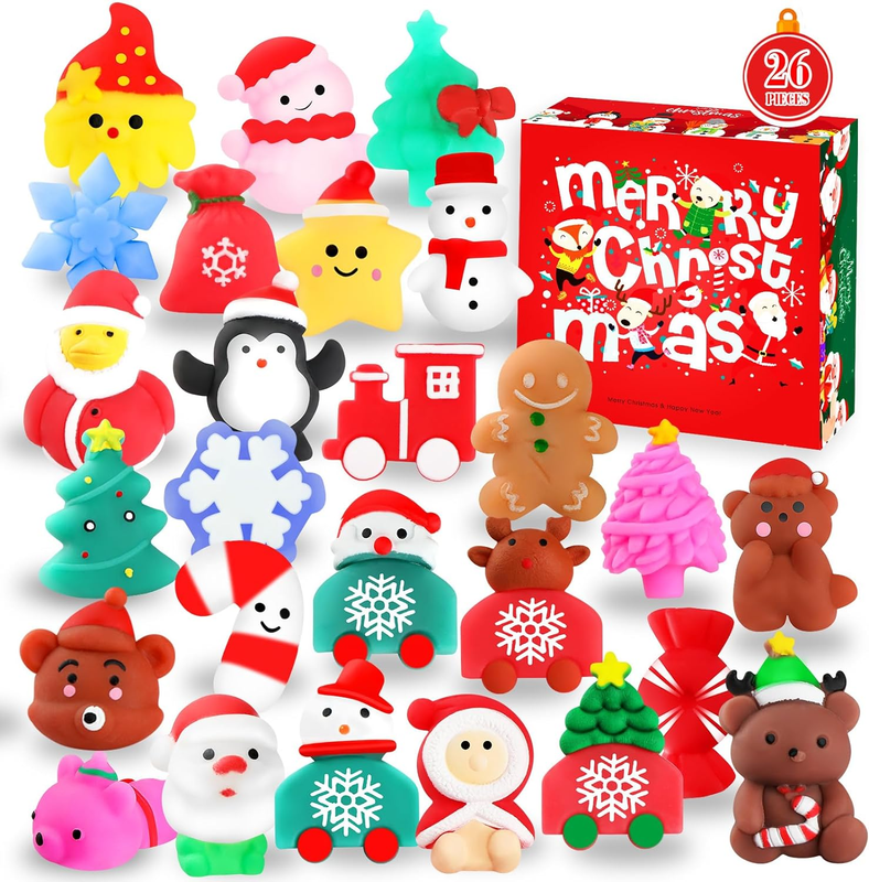 Christmas Squishy Toys, 26 PCS Mochi Squishies Bulk Toy for Girls Boys Kids, Par