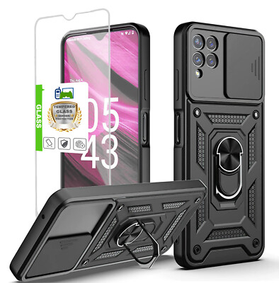 For T-mobile Revvl 6x/6x Pro 5G Shockproof Case Cover Ring Stand+Tempered Glass