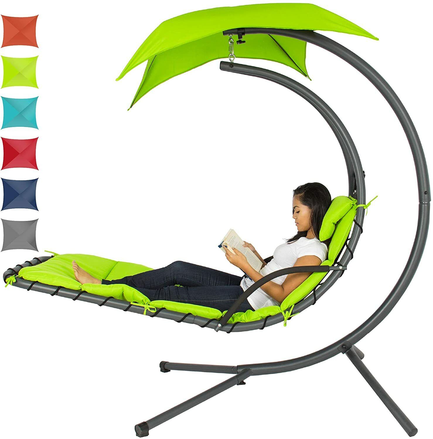 Best Choice Products Outdoor Hanging Curved Steel Chaise Lou