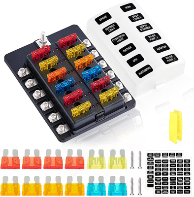 12 Volt Fuse Block Waterproof Fuse Box with LED Indicator Damp Proof Cover for D