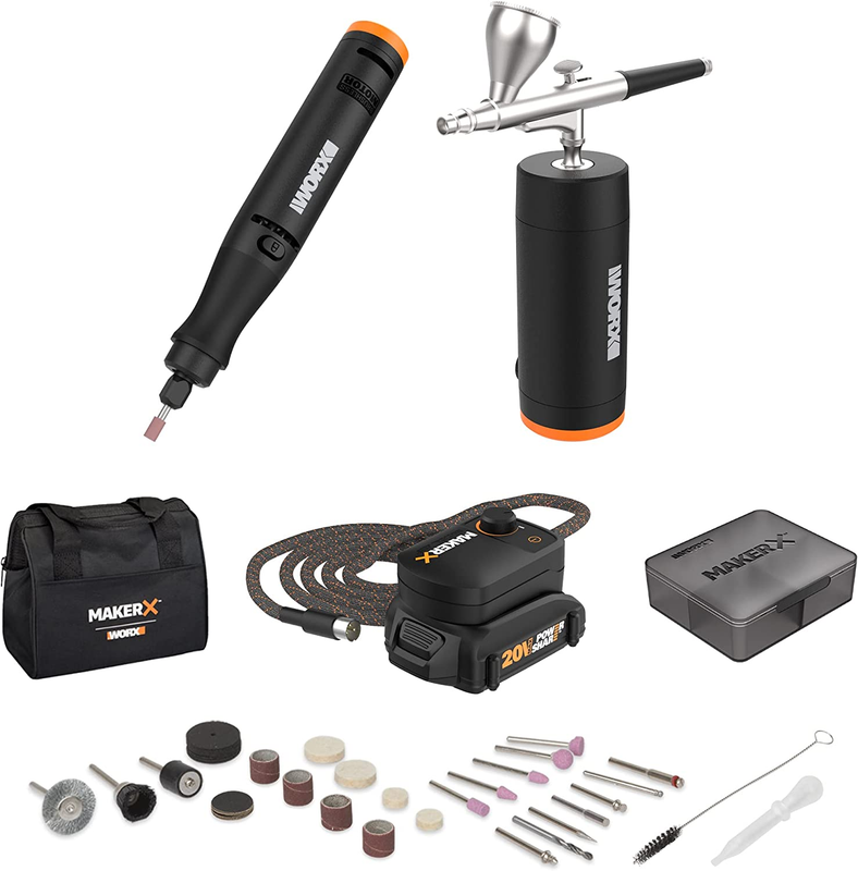 MAKERX WX992L 20V 2Pc Crafting Tool Combo Kit - Rotary Tool + Air Brush