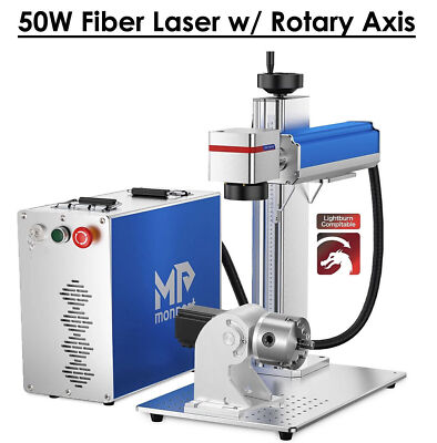 Monport 50W 30W 20W Fiber Laser Engraver [+Rotary Axis] Metal Engraving Marking