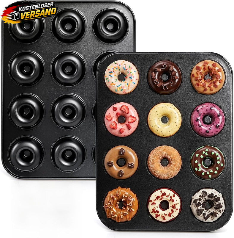 Donut Backform 24 Mulden antihaftbeschichtet für hausgemachte Donuts Kuchen & Dessert