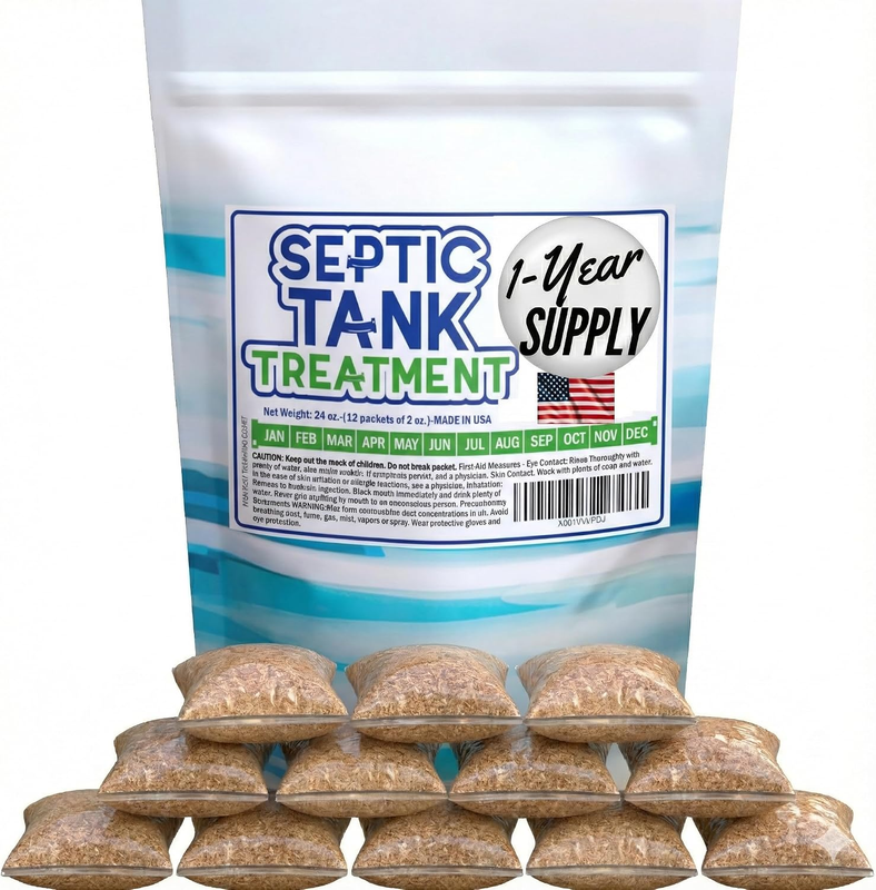 Septic Tank Treatment. 1 Year Supply. Safe Green Cultures and Enzymes Powder in