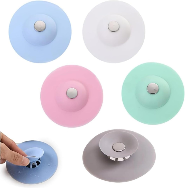 5 PCS Silicone Shower Drain Stopper, 10Cm Universal Drain Cover for Bathtub Sink