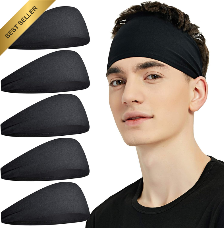 5 Pack Sports Headbands Moisture Wicking Workout Running Cycling Yoga