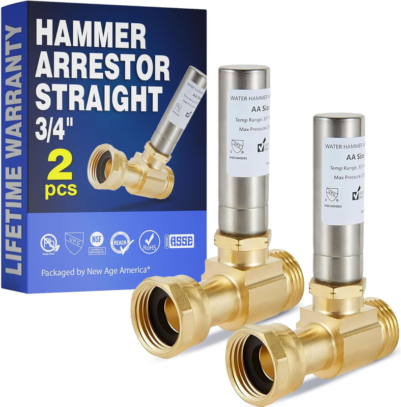 ® AquaFlow 360™ 2pcs Hammer Arrestor | Straight | Washing Machine | 3/4" Male GH