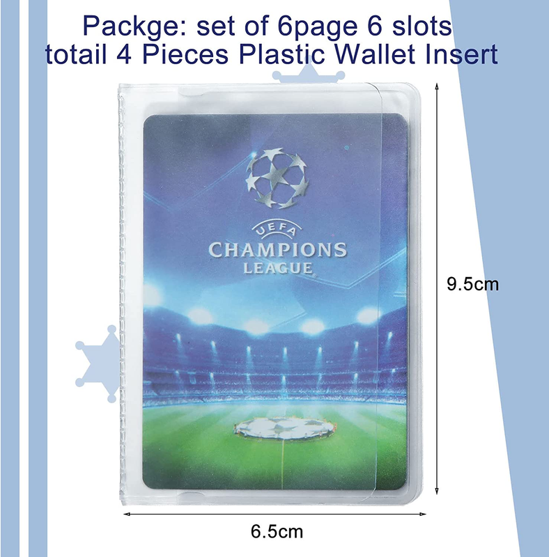 4 Packs 6 Page Wallet Insert Plastic Credit Card Holder Wallet Credit Card Slee