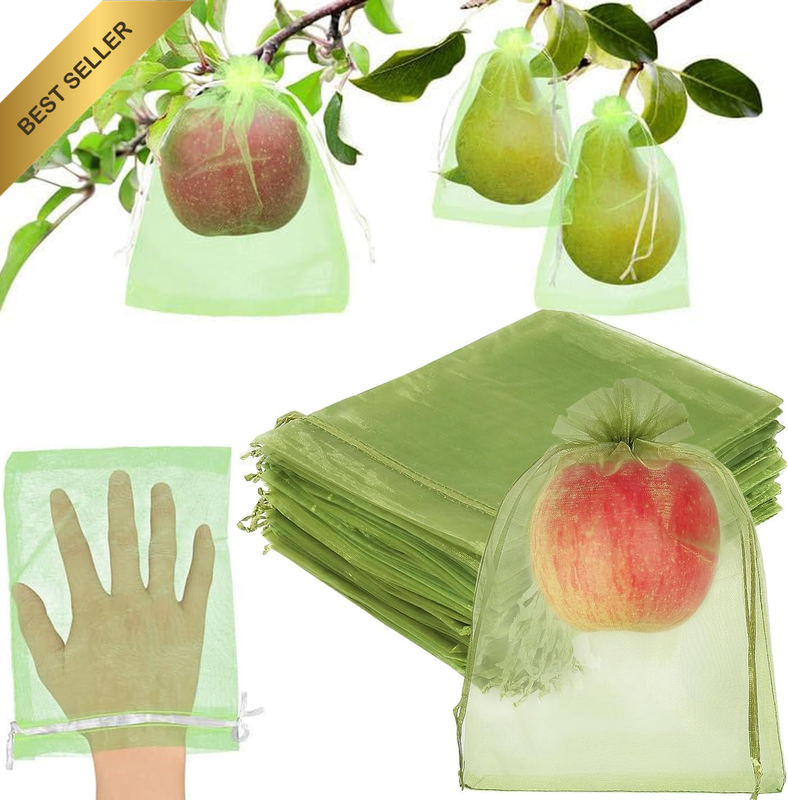 100 Pcs Fruit Protection Bags, 6''×8'' Fruit Netting Bags for Fruit Trees Fruit