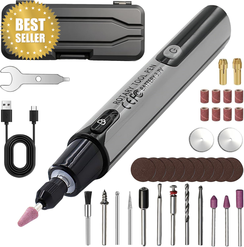Mini Cordless Rotary Tool,6-Speed Electric Detail Sander Engraving Pen with 37 A