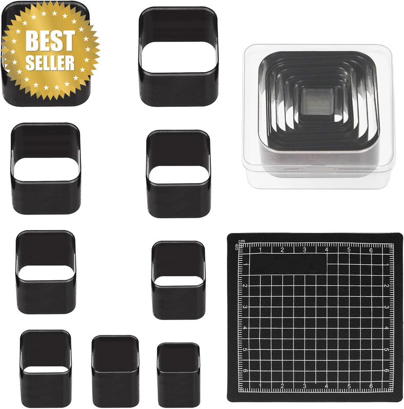 10Pcs Leather Hole Punch Tool Kit, Square Shaped Cutting 15 20 25 30 35 40 45 50