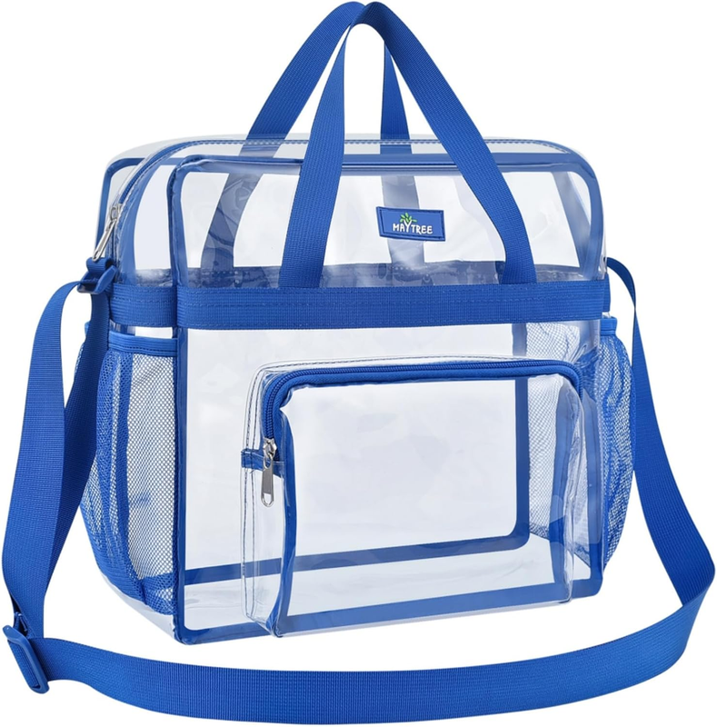 Clear Tote Bag, 12X5.5X12 Inches Satchel Bag Stadium Approved | 0.4Mm PVC, Clear