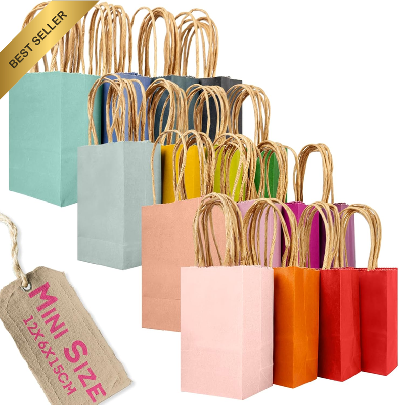 32 Pcs Mini Paper Favor Bags with Handles 6