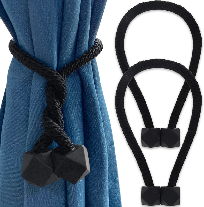 2 Pack Magnetic Black Curtain Tiebacks Drapes Ties Window Draperies Holdbacks Tw