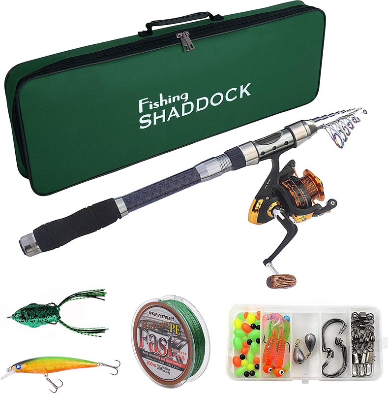 Fishing Telescopic Reel And Rod Spinning Pole Combo Line Full 7.87 Ft. Saltwater
