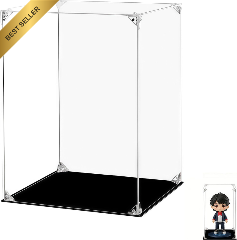 1 Pcs Acrylic Display Case with Removable Cover & Front Door - Dust-Proof Showca