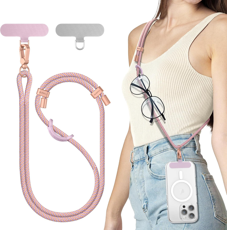 Phone Lanyard Crossbody, Adjustable Cell Phone Lanyard with 2 Pack Phone Tether
