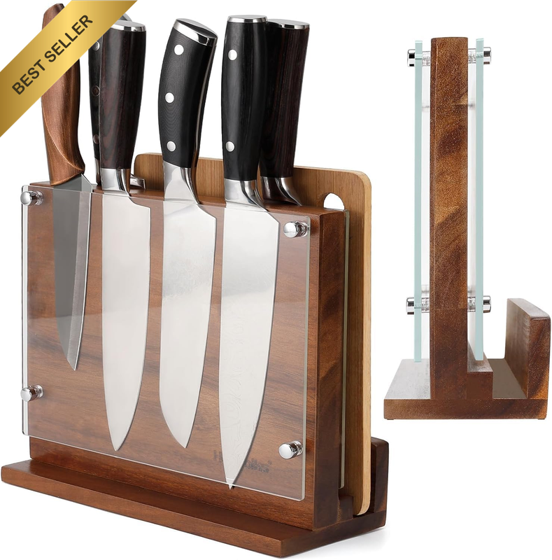 Magnetic Knife Block w/ Acrylic Shield Double Side Strong Magnets Storage Displa