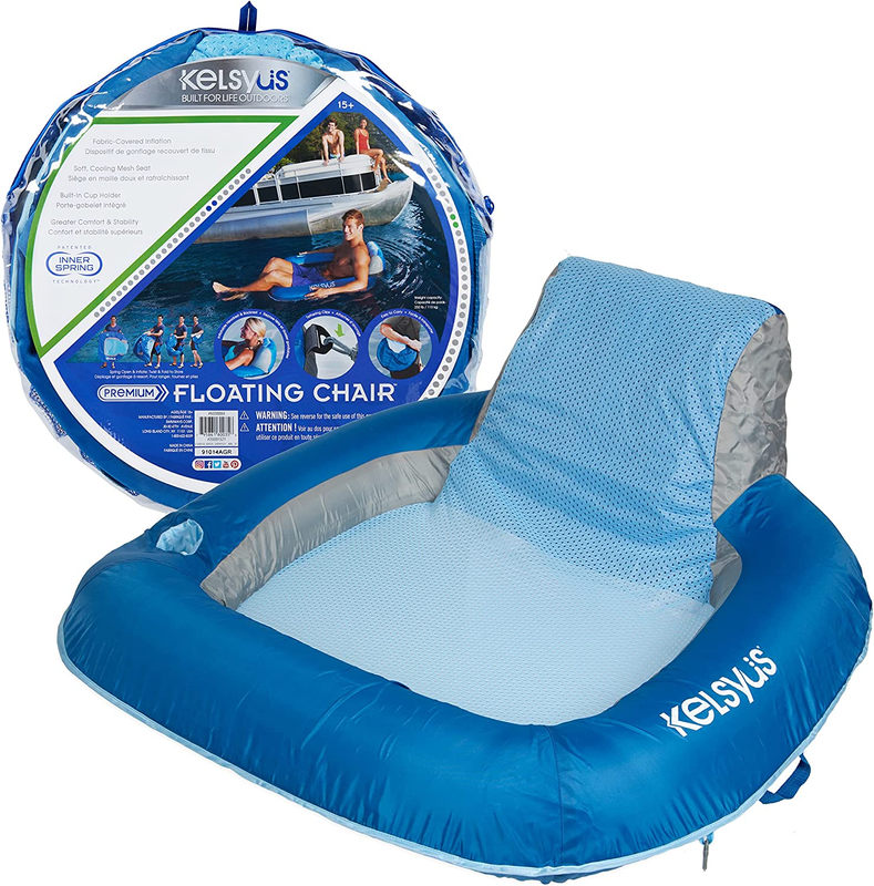 Swimways Kelsyus Spring Float Pool Chair, Light Blue