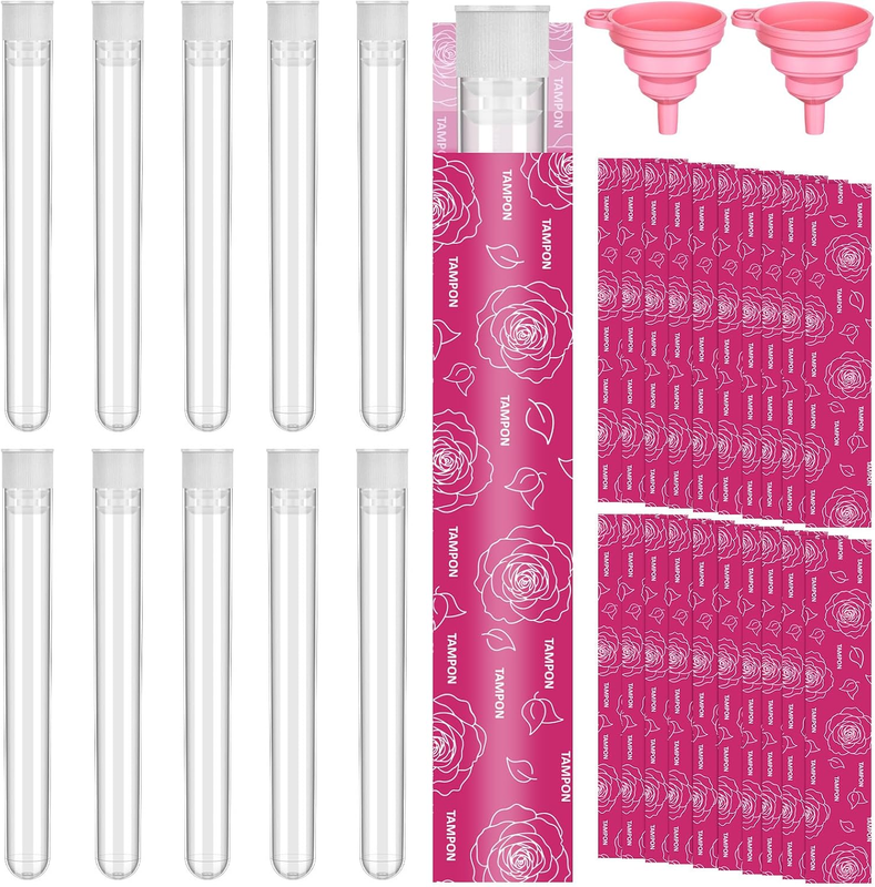 32 Pcs Secret Tampon Flask Set - Clear Reusable Plastic Tubes with Tampon Wrappe