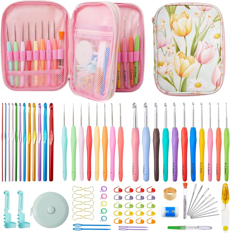 87 Pcs Crochet Kit, Total 20 Sizes for Beginners Knitting Lovers | 2-8Mm Aluminu