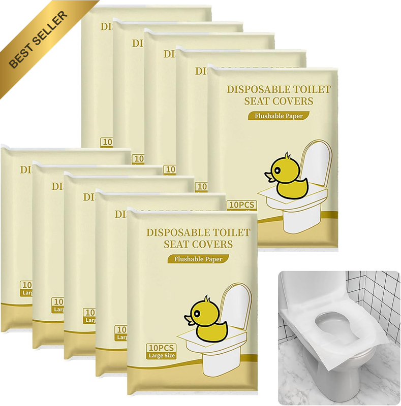 Toilet Seat Covers，100Pcs Disposable Flushable Travel Hygiene Paper Covers | Hyg