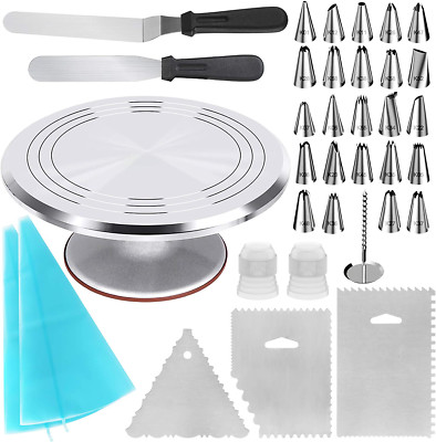 35 Pcs Cake Decorating Kit Supplies 12 Inch Turntable Baking Supplies 