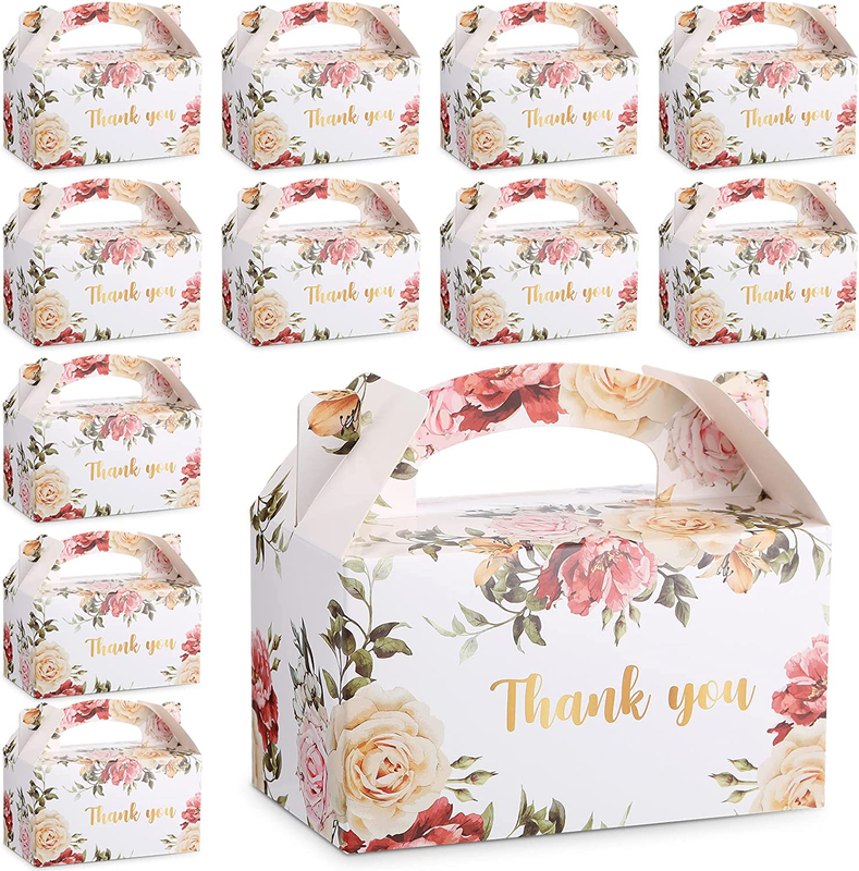 Thank You Treat Boxes Floral Design 50 Pcs Gift Boxes Gable Boxes Party Favor Bo
