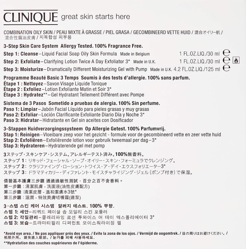 3 Piece 3 Step Skin Care Introduction Kit for Unisex, Combination Oily Skin Type