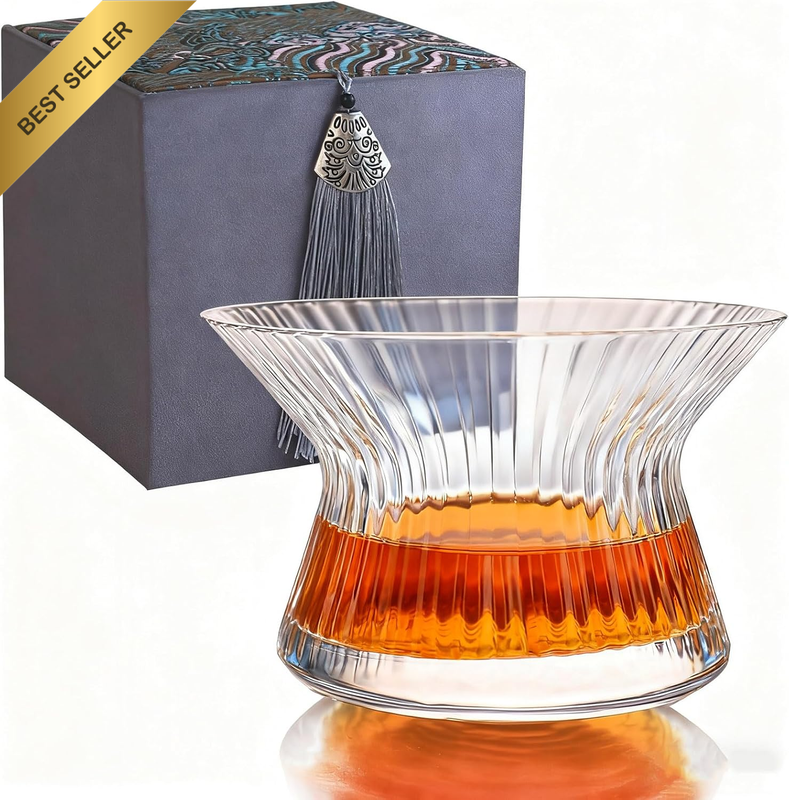 Premium Boxed Self-Balancing Crystal Whiskey Glasses, Lead-Free Scotch Tumblers