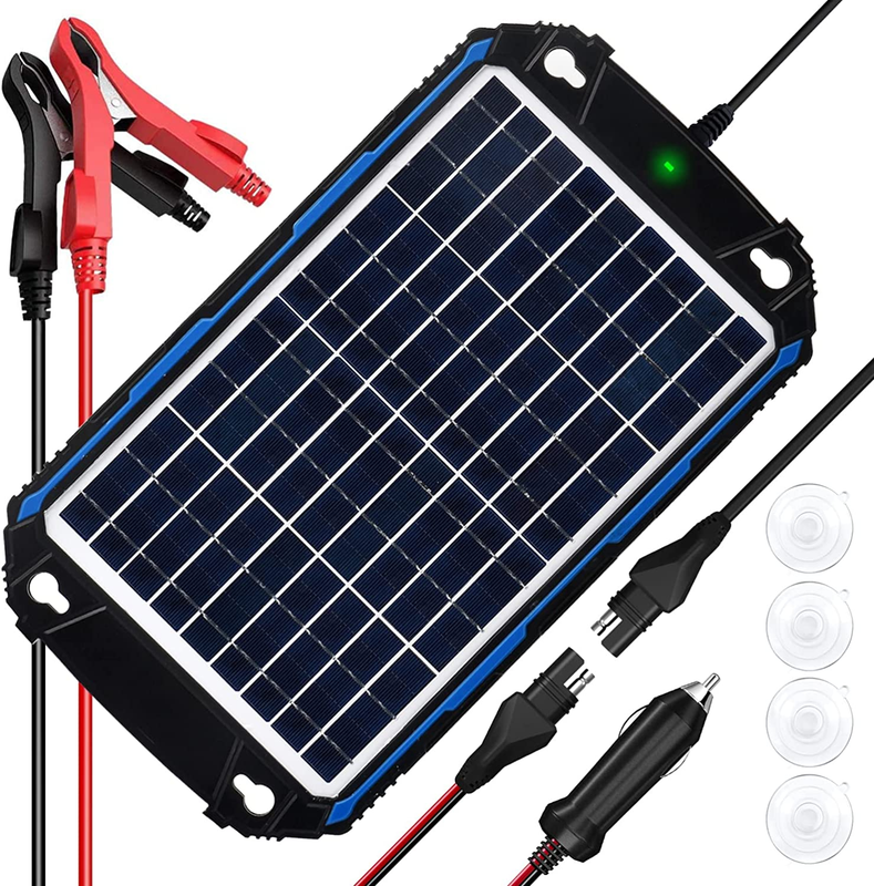 10W 12V Solar Car Battery Charger & Maintainer, Waterproof Solar Trickle Charger