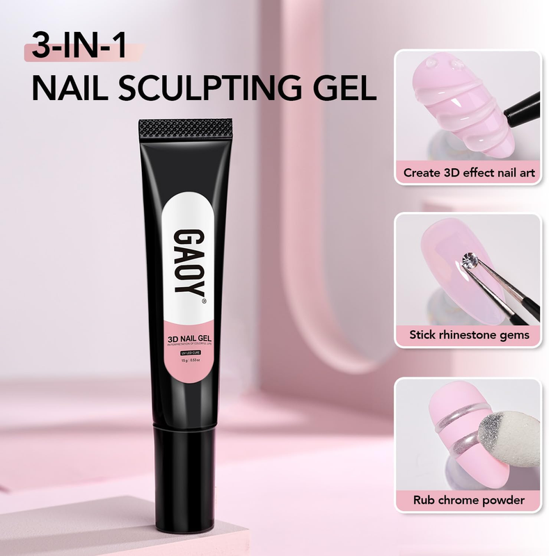 3D Nail Gel, 15g Clear Sculpting Gel for Carving, Molding and Painting Nail Art