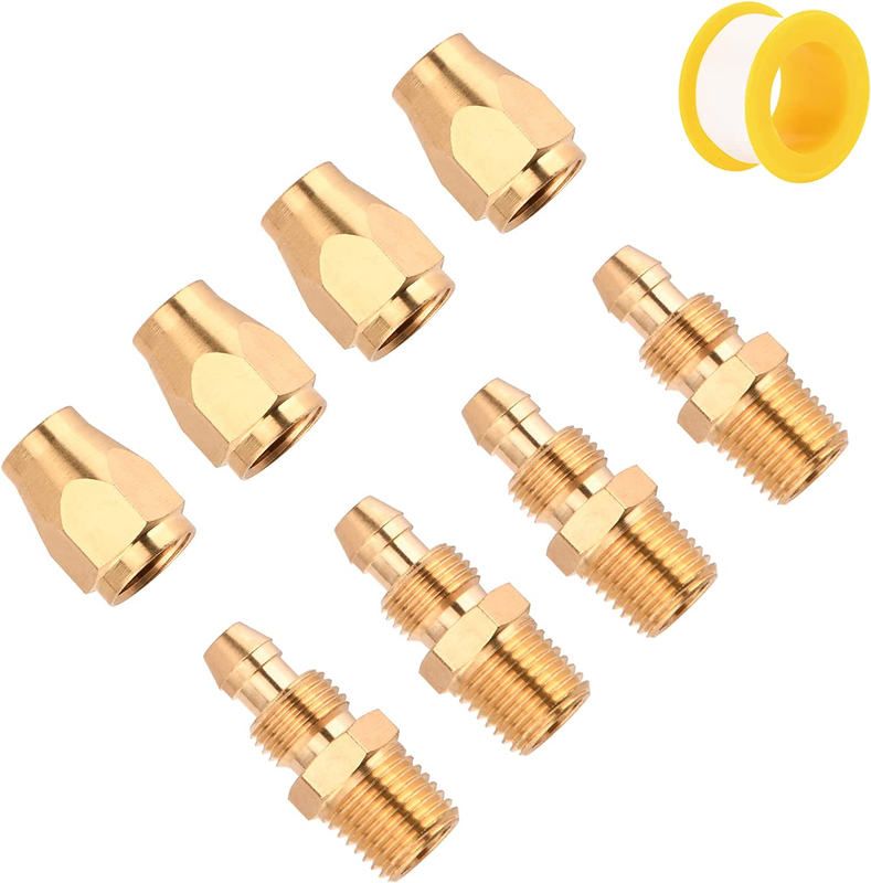 Air Hose Repair Kit, 4 Pack 1/4-Inch Solid Brass Reusable Hose Splice