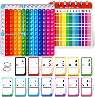 Multiplication Flash Cards + Pop Chart- 156 Hole Punched Math Game Flash
