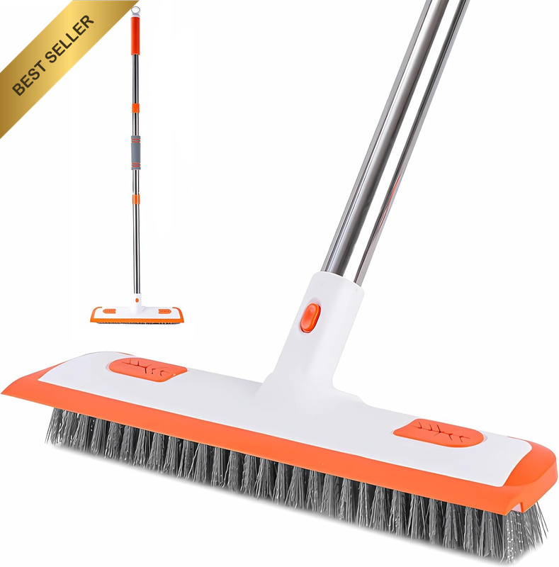 Scrub Brush w/ Long Handle 2in1 Adjustable Floor Tile Cleaner
