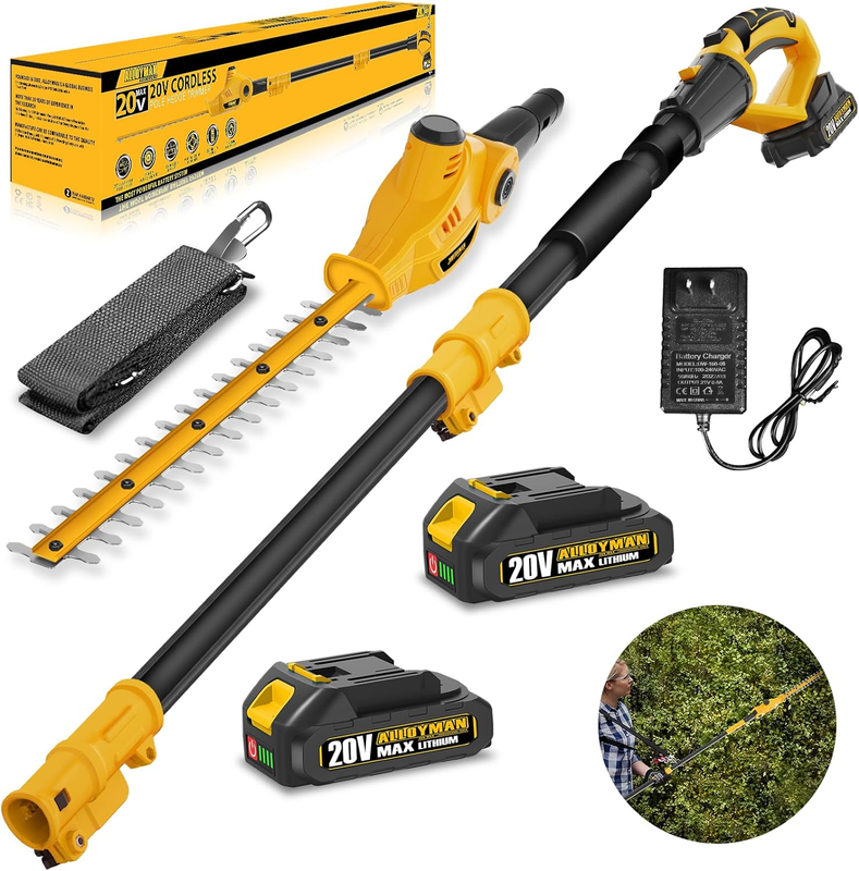 Cordless Grass Shear & Shrubbery Trimmer,2-In-1 Mini Hedge Trimmer,With 2.0Ah Ba