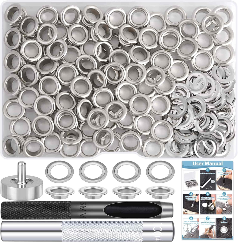 120 Sets Grommet Tool Kit 1/4 Inch,  1/4 Grommet Eyelets Kit with Setting Tools