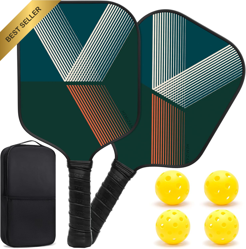 Pickleball Paddles Set 2 Fiberglass Rackets with Balls and Carry Bag for Beginne