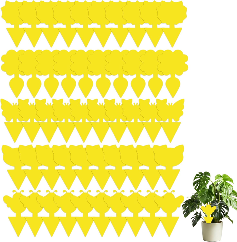 50 Pcs Yellow Dual Sided Sticky Insect Traps,Effective Pest Control for Fruit Fl