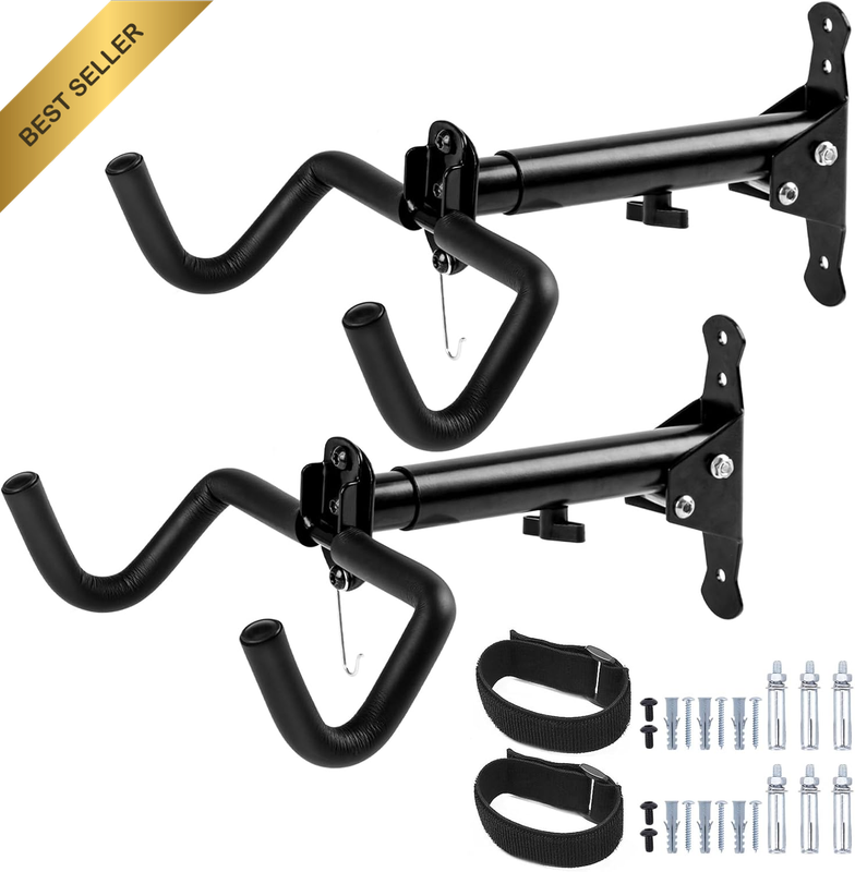 Bike Wall Mount Garage Rack, Adjustable Horizontal Bike Storage Hanger Hooks wit