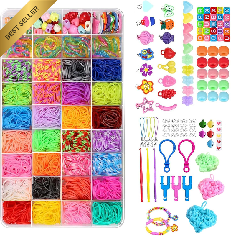 DIY Rubber Band Kit 2600+ Multi-Color Beads S-Clips Craft