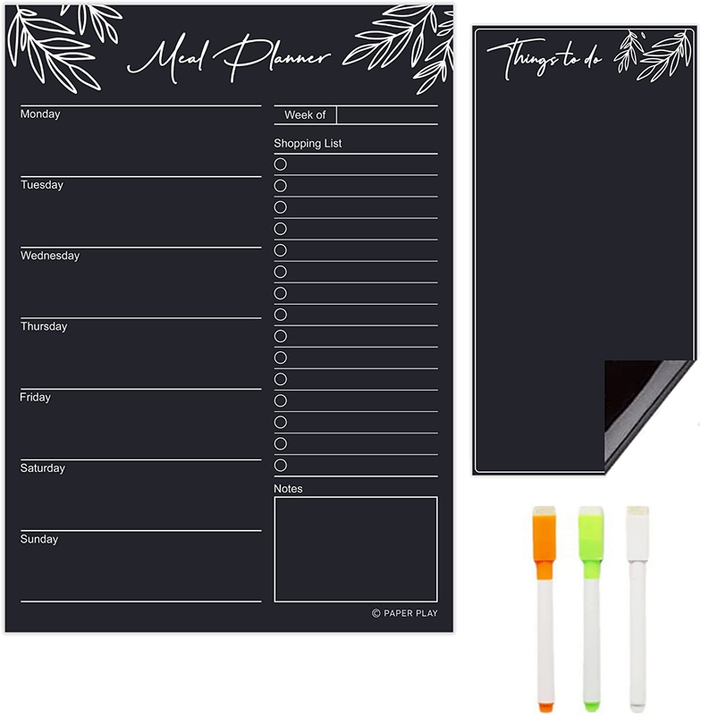 Magnetic Dry Erase Menu Board | Reusable Weekly Meal Planner Magnetic for Fridge