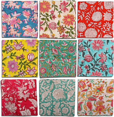 Cotton Cloth Napkins 10PC Hand Block Print 16X16'' Eco Friendly Dinner Decor
