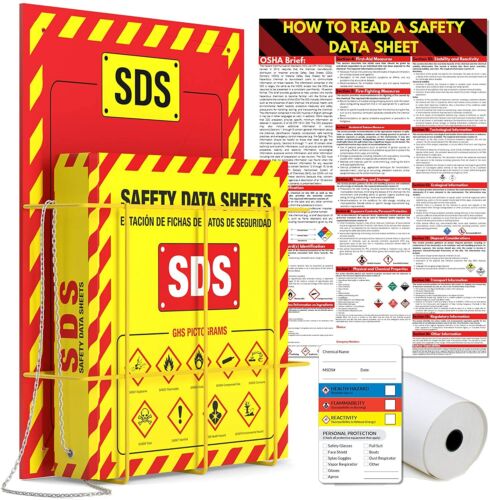 SDS Wall Station - Material Safety Data Sheet Binder with Display Sign "3 Ring"