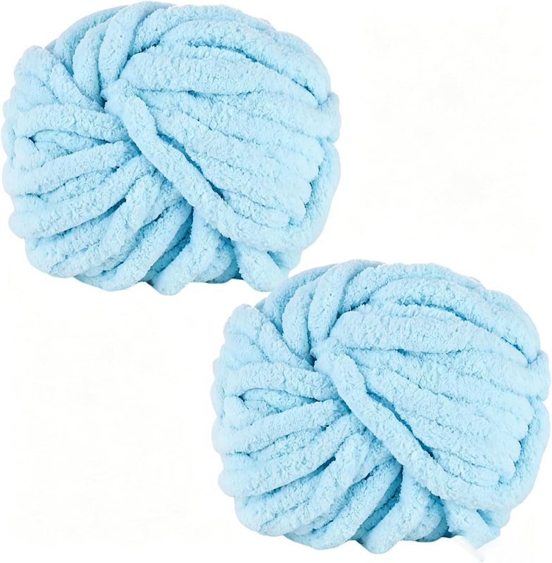 2 Pack Chunky Chenille Yarn, 250G Super Thick Blanket Chunky Yarn for Knitting C
