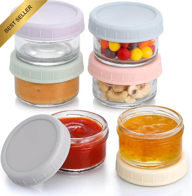 6 PCS Salad Dressing Container to Go,2.7 Oz Small Condiment Containers with Lids