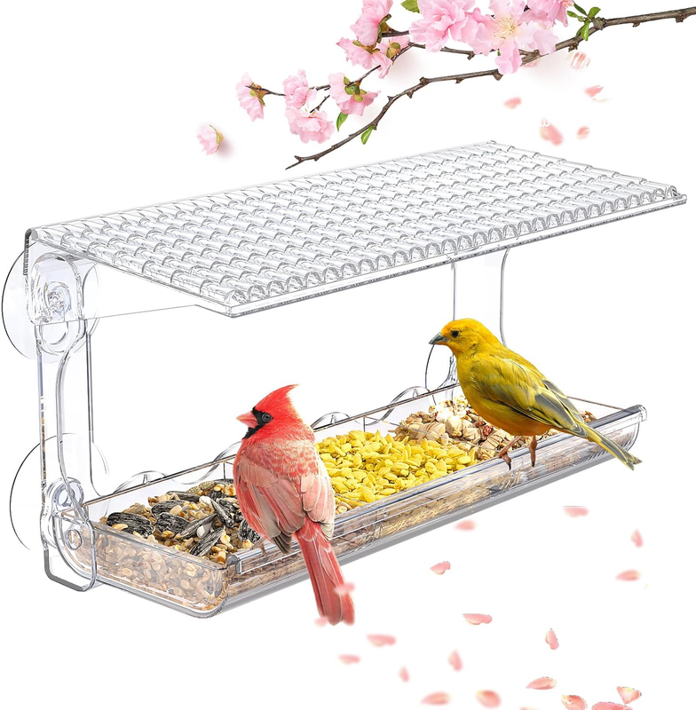 For Outdoors, Clear Bird Feeders Window Mounted With Strong 