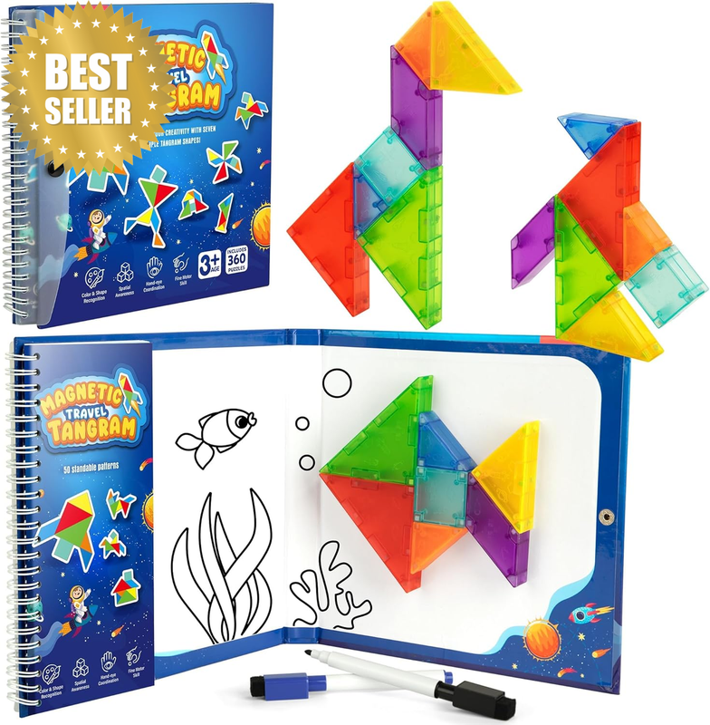 Magnetic Travel Tangram Puzzle for Kids Adults