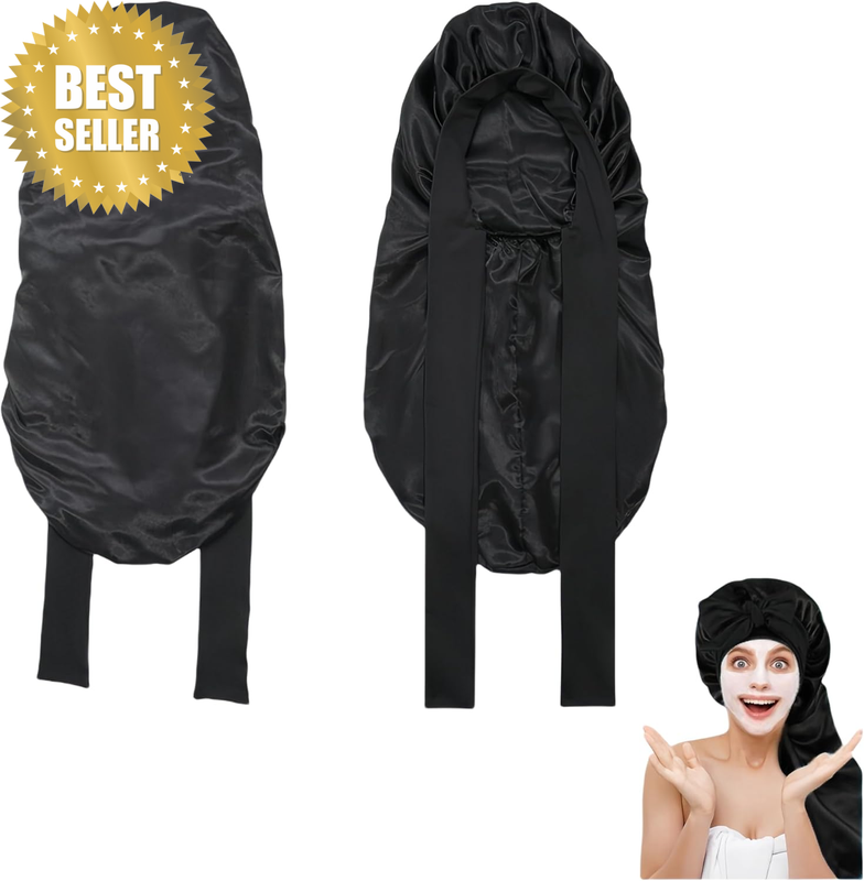 2 PCS Long Satin Bonnet,Braid Bonnet Satin Foldable Extra Long Hair Wrap for Sle